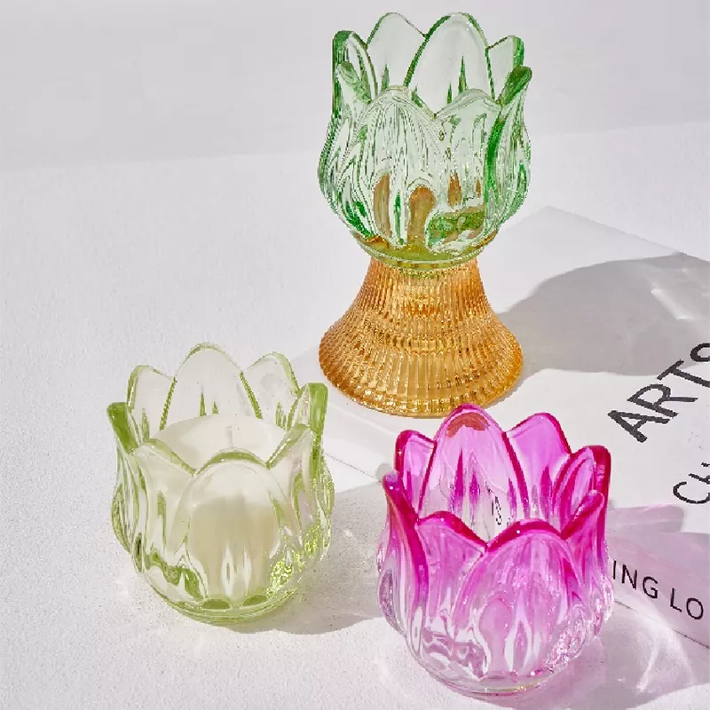 Farget Merveilles Florales lysestake i glass