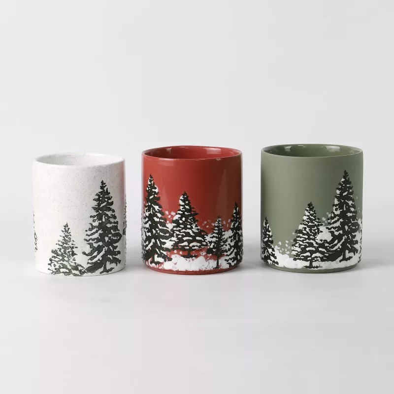 Håndmalt lysestake Christmas Pines Håndmalt lysestake Christmas Pines