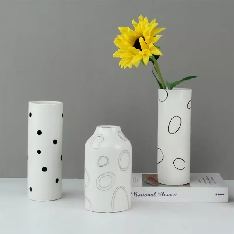Polka Dot Stoneware Vase