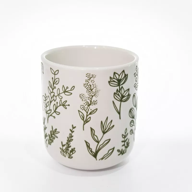 Botanical Print White Stoneware Mug Botanical Print White Stoneware Mug