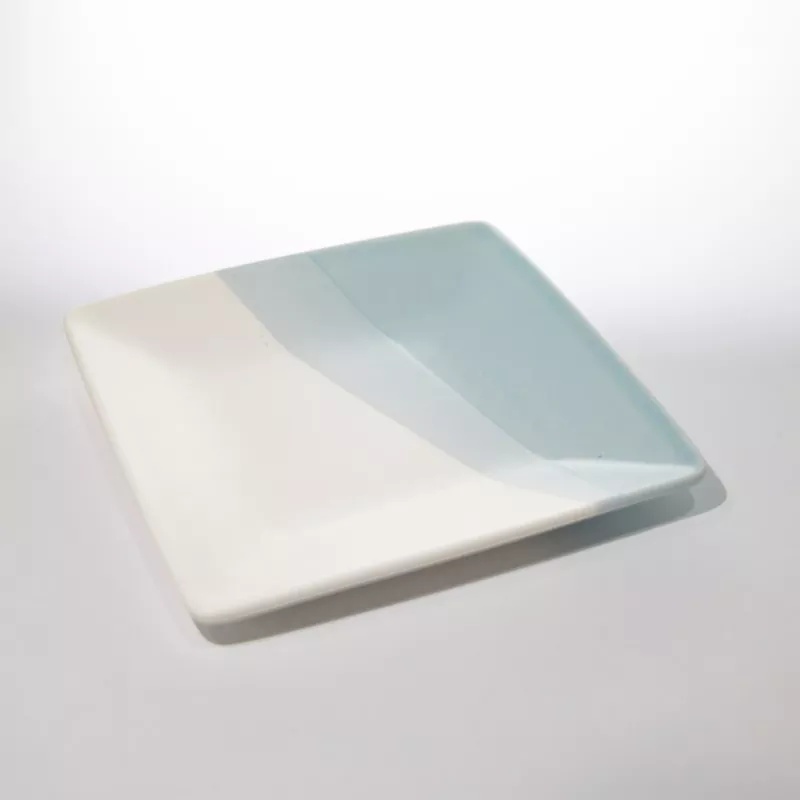 Moderne tofarget keramisk firkantet plate