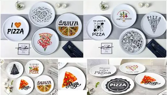 Keramisk tallerkensett med pizzatema Keramisk tallerkensett med pizzatema